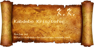 Kabdebo Krisztofer névjegykártya